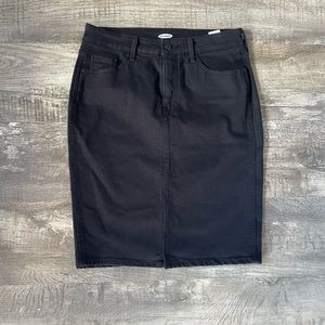Old Navy Black Midi Denim Jean Pencil Skirt 4